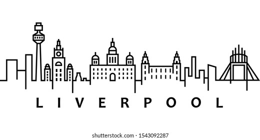 Liverpool cityscape illustration. Simple line, outline vector of city landscape icons for ui and ux, website or mobile application on white background