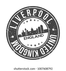 Liverpool England United Kingdom Europe Stamp Logo Icon Symbol Design Skyline City.