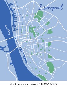 Liverpool Map Vector, Downtown Liverpool