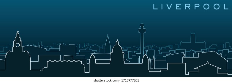 Liverpool Multiple Lines Skyline and Landmarks