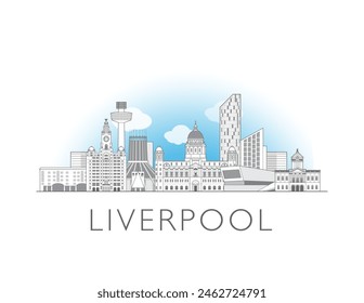 Liverpool skyline cityscape illustration in black and white 