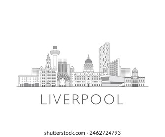 Liverpool skyline cityscape illustration in black and white 