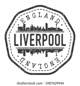 Liverpool, UK Stamp Skyline Postmark. Silhouette Postal Passport. City Round Vector Icon. Vintage Postage Design.