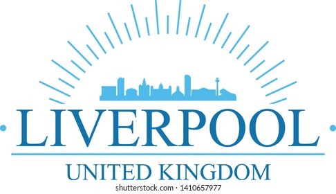 Liverpool United Kingdom. Banner Design. City Skyline. Silhouette Vector. Famous Monuments.