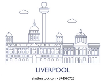 Liverpool, United Kingdom. The most famous buildings of the city