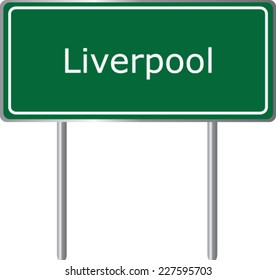 Liverpool , United Kingdom ,  road sign green vector illustration, road table