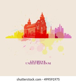LIVERPOOL Vector silhouettes of the city