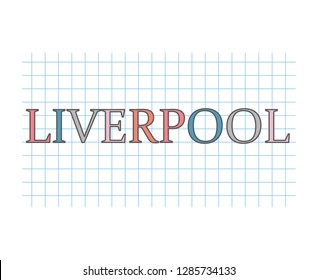 Liverpool word on checkered paper texture- vector illustration