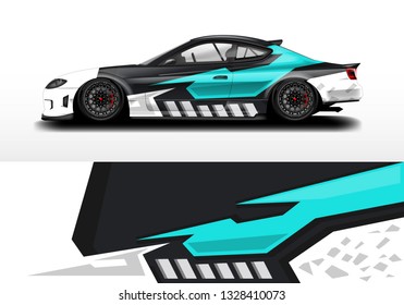 Livery decal car vector . Racing background kit designs for vehicle, race car, rally, adventure .
