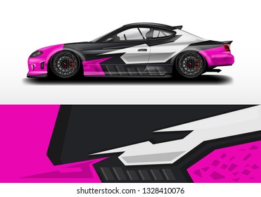 Livery decal car vector . Racing background kit designs for vehicle, race car, rally, adventure .
