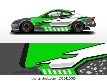 Livery decal car vector . Racing background kit designs for vehicle, race car, rally, adventure .