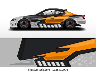 Livery decal car vector . Racing background kit designs for vehicle, race car, rally, adventure .