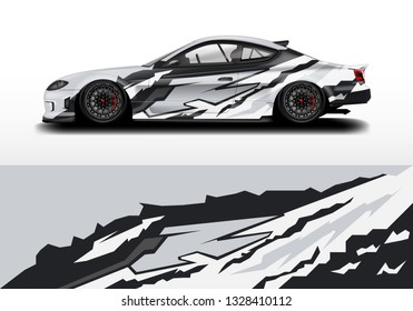 Livery decal car vector . Racing background kit designs for vehicle, race car, rally, adventure .