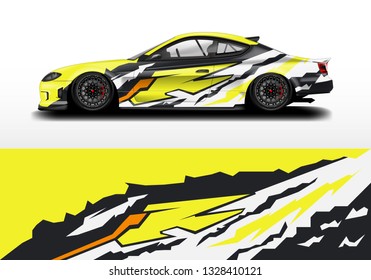 Livery decal car vector . Racing background kit designs for vehicle, race car, rally, adventure .