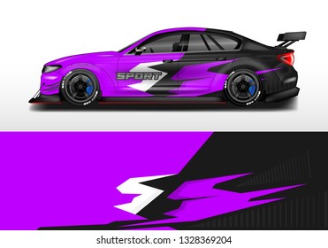 Livery decal car vector , supercar, rally, drift . Graphic abstract stripe racing background .