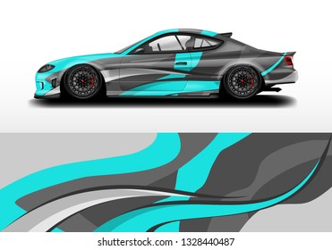 Livery decal car vector , supercar, rally, drift . Graphic abstract stripe racing background . 