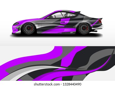Livery decal car vector , supercar, rally, drift . Graphic abstract stripe racing background . 