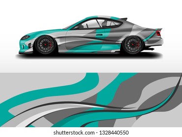 Livery decal car vector , supercar, rally, drift . Graphic abstract stripe racing background . 