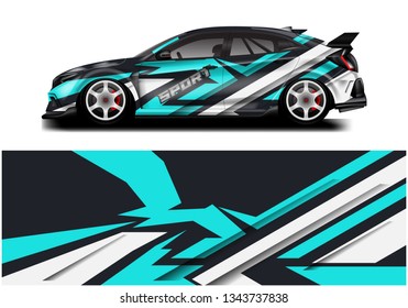 Livery Decal Car Vector , Supercar, Rally, Drift . Graphic Abstract Stripe Racing Background 