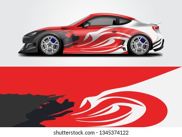 Livery Decal Car Vector , Supercar, Rally, Drift . Graphic Abstract Stripe Racing Background 