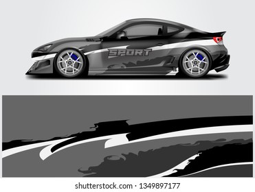 Livery decal car vector , supercar, rally, drift . Graphic abstract stripe racing background . Eps 10