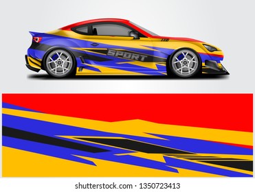 Livery Decal Car Vector , Supercar, Rally, Drift . Graphic Abstract Stripe Racing Background .