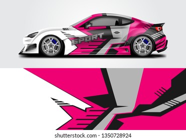 Livery decal car vector , supercar, rally, drift . Graphic abstract stripe racing background . 