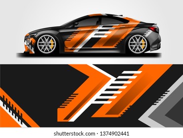 Livery decal car vector , supercar, rally, drift . Graphic abstract stripe racing background . File ready to print and editable .