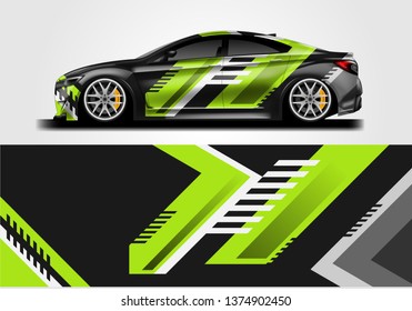 Livery decal car vector , supercar, rally, drift . Graphic abstract stripe racing background . File ready to print and editable .