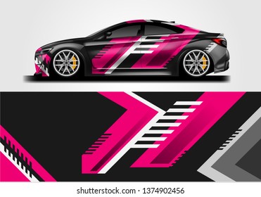 Livery decal car vector , supercar, rally, drift . Graphic abstract stripe racing background . File ready to print and editable .