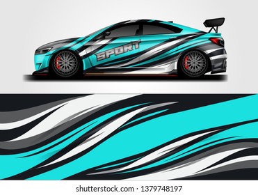 Livery Decal Car Vector , Supercar, Rally, Drift . Graphic Abstract Stripe Racing Background . File Ready To Print And Editable .
