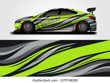 Livery decal car vector , supercar, rally, drift . Graphic abstract stripe racing background . File ready to print and editable .