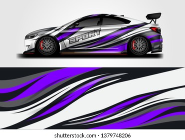 Livery decal car vector , supercar, rally, drift . Graphic abstract stripe racing background . File ready to print and editable .