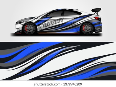 Livery decal car vector , supercar, rally, drift . Graphic abstract stripe racing background . File ready to print and editable .