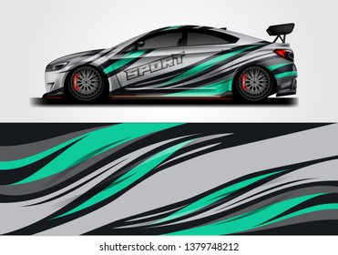 Livery decal car vector , supercar, rally, drift . Graphic abstract stripe racing background . File ready to print and editable .