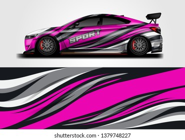Livery decal car vector , supercar, rally, drift . Graphic abstract stripe racing background . File ready to print and editable .