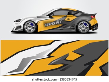 Livery decal car vector , supercar, rally, drift . Graphic abstract stripe racing background . File ready to print and editable . 