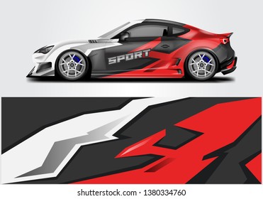 Livery decal car vector , supercar, rally, drift . Graphic abstract stripe racing background . File ready to print and editable . 