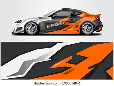 Livery decal car vector , supercar, rally, drift . Graphic abstract stripe racing background . File ready to print and editable . 