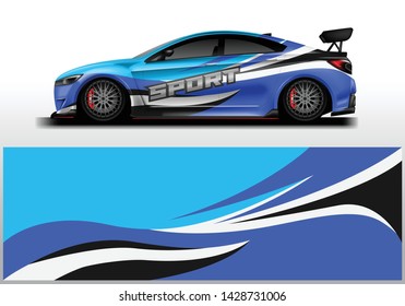 Livery decal car vector , supercar, rally, drift . Graphic abstract stripe racing background . File ready to print and editable .