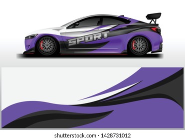 Livery decal car vector , supercar, rally, drift . Graphic abstract stripe racing background . File ready to print and editable .