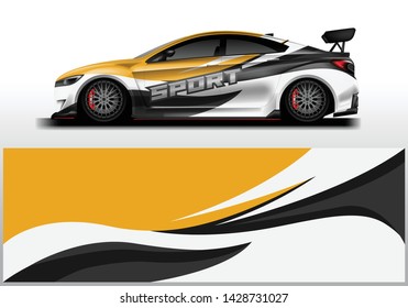 Livery decal car vector , supercar, rally, drift . Graphic abstract stripe racing background . File ready to print and editable .