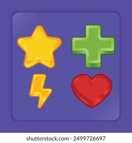 Vidas y oportunidades Corazón y Vectores de estrellas para juegos