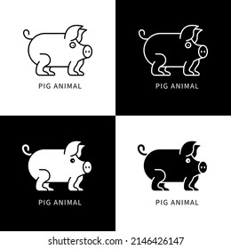 Livestock Animal Character Symbol Vector. Pig Icon Cartoon Logo