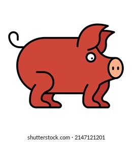 Livestock Animal Character Symbol Vector. Pig Icon Cartoon

