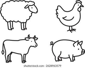 Livestock Animals – Meat-producing Animals Icon Vector