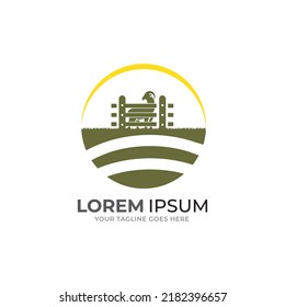 livestock badge large sheep farm minimal vector illustration.