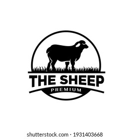 livestock big sheep farm badge minimal premium black logo vector illustration isolated background