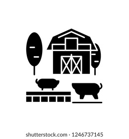 Livestock black icon, vector sign on isolated background. Livestock concept symbol, illustration 
