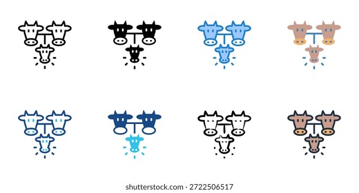 Livestock breeding icons set multiple style collection. Editable stroke 
